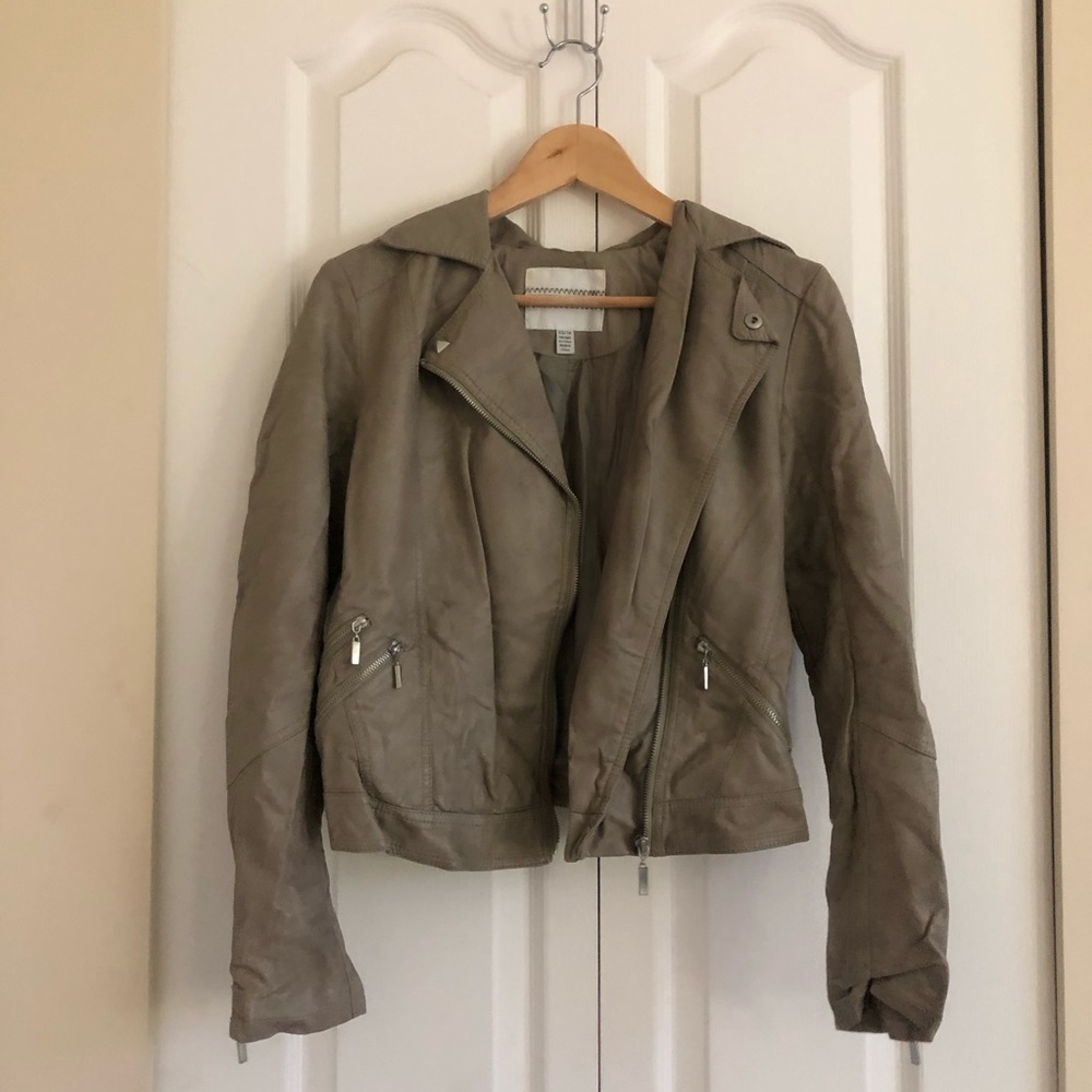 Taupe Leather Jacket